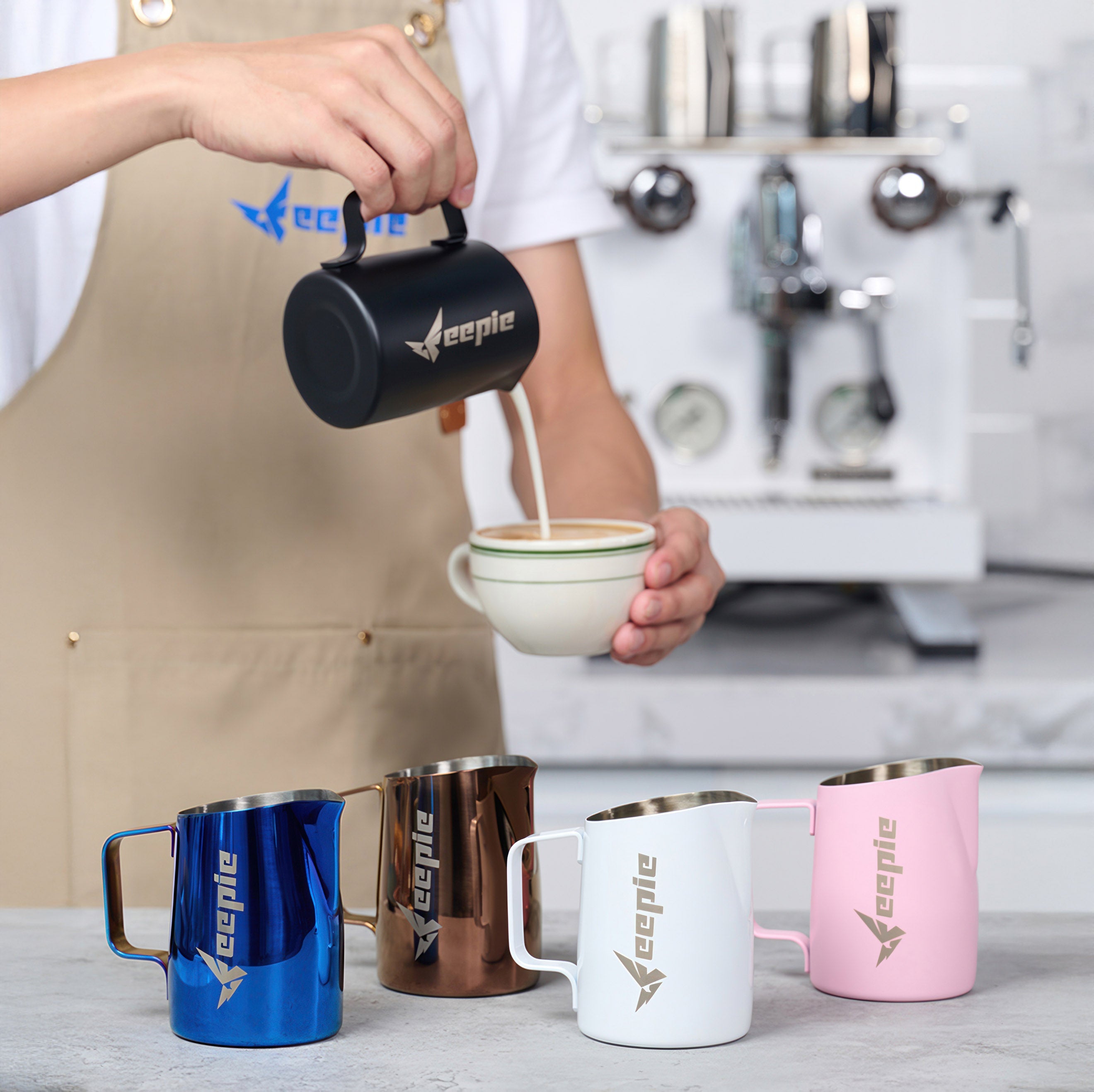 Beveled Spout Latte Art Milk Pitcher