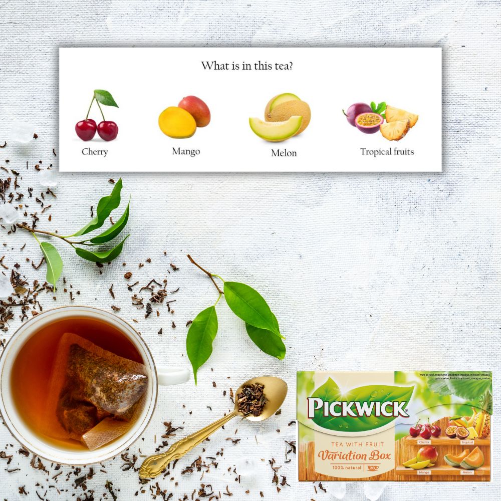 Pickwick Fruit Tea Collection - Cherry, Mango, Melon & Tropical Fruits - 20 tea bags