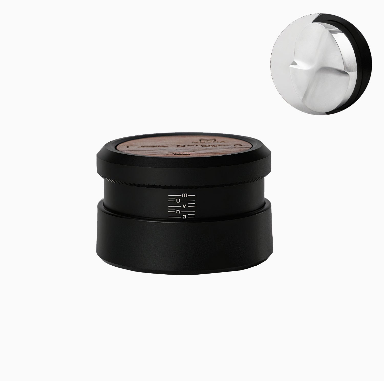 Gravity Tamper and Distributor with Wooden Lid